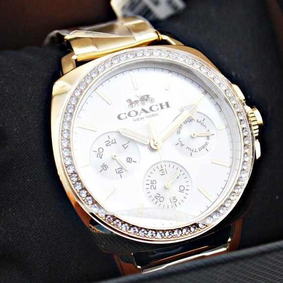 Coach Women's Boyfriend Watch in Stainless Steel Gold Color - Picture 1 of 7